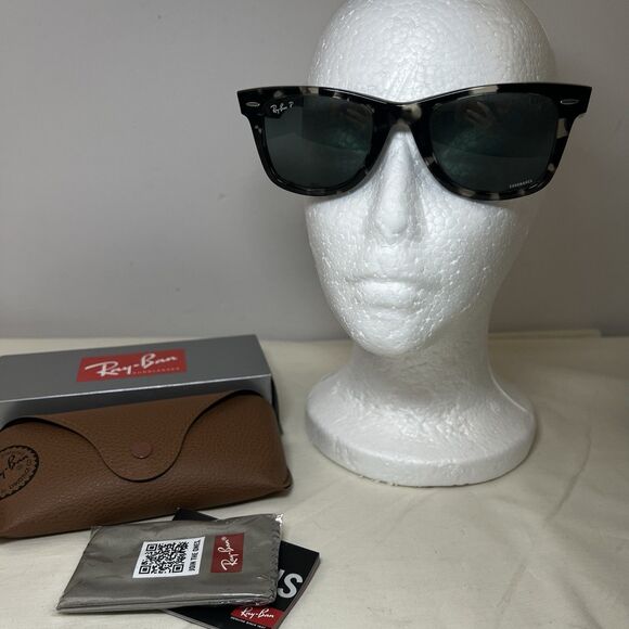 Ray Ban RB2140F 1333G6 WAYFARER CHROMANCE Polarized Sunglass Grey Havana 52-150 - Picture 1 of 9
